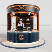 Thiết Kế Nội Thất Ấn Tượng Cho Tiệm Cafe Mang Đi: Module Hình Trụ Tròn và Vuông